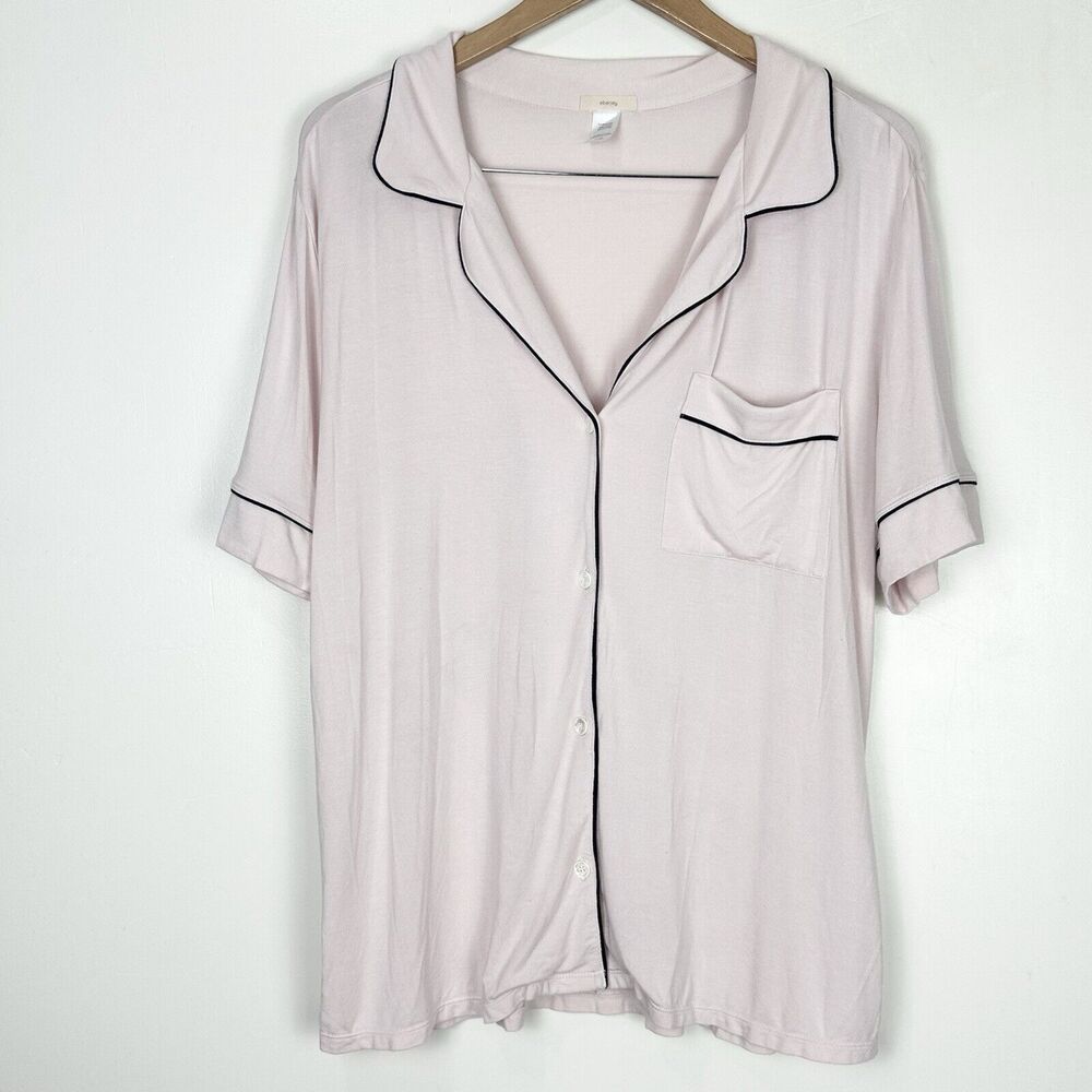 Eberjey Pink Pajama Top with Black Trim